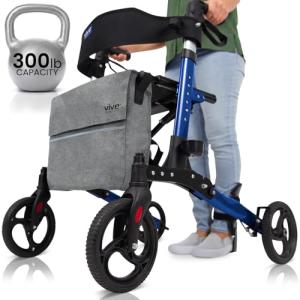 Vive Tall All-Terrain Rollator Walker with Seat