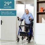 ELENKER Heavy Duty Upright Rollator Walker with Wide Seat