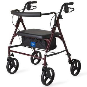Medline Bariatric Rollator, 500 lb Capacity, Burgundy