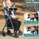StrollAid Upright Walkers for Seniors, Stand Up Rollator Walker with Padded Seat and Backrest, Heavy Duty Forearm Rollator with Support Handrail, Holds up to 450 pounds, Compact Folding, Red
