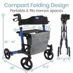 Vive Tall All-Terrain Rollator Walker with Seat