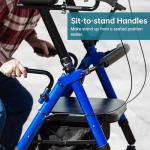ELENKER Heavy Duty Upright Rollator Walker with Wide Seat