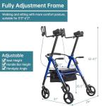 ELENKER Heavy Duty Upright Rollator Walker with Wide Seat