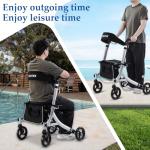 Lightweight Rollator Walker with Seat and Backrest