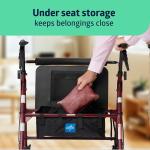 Medline Bariatric Rollator, 500 lb Capacity, Burgundy
