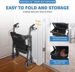 FlyingJoy Heavy-Duty Rollator with Extra Wide Seat