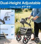 Heavy Duty 500lb Bariatric Rollator with Wide Seat