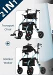 2-in-1 All-Terrain Rollator Walker & Wheelchair Combo with Seat & Footrest
