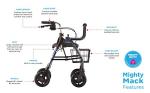 NOVA Mighty Mack Heavy Duty Rollator Walker 500 lb Weight Capacity, Blue