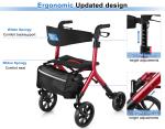 Heavy Duty Folding Rolling Wide Seat Rollator Walker With 10” front wheels 300lb
