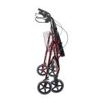 DMI Extra-Wide Heavy Duty Steel Bariatric Mobility Rollator Walker with Seat and Basket, Burgundy, Folding
