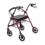 DMI Extra-Wide Heavy Duty Steel Bariatric Mobility Rollator Walker with Seat and Basket, Burgundy, Folding
