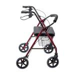 DMI Extra-Wide Heavy Duty Steel Bariatric Mobility Rollator Walker with Seat and Basket, Burgundy, Folding