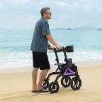 All-Terrain Rollator Walker with Non-Pneumatic Tire 12" Front Rubber Wheels USA
