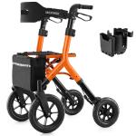 All-Terrain Rollator Walker with 12inch Rubber Wheels, Seat & Backrest, Foldable