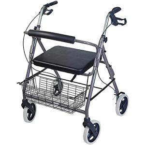 DMI Rollator Heavy Duty Walkers For Seniors | FSA and HSA Eligible | Extra Wide Seat and Backrest| Walkers For Seniors With Seat Foldable | 375 Lbs Capacity, Titanium
