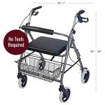 DMI Rollator Heavy Duty Walkers For Seniors | FSA and HSA Eligible | Extra Wide Seat and Backrest| Walkers For Seniors With Seat Foldable | 375 Lbs Capacity, Titanium