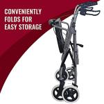 DMI Rollator Heavy Duty Walkers For Seniors | FSA and HSA Eligible | Extra Wide Seat and Backrest| Walkers For Seniors With Seat Foldable | 375 Lbs Capacity, Titanium