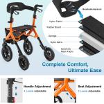 All-Terrain Rollator Walker with 12inch Rubber Wheels, Seat & Backrest, Foldable
