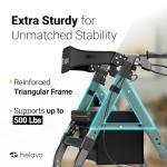 Helavo Bariatric All Terrain Walker - Extra Wide Heavy Duty Outdoor Rollator for Seniors - 500 lbs Weight Capacity