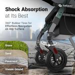 Helavo Bariatric All Terrain Walker - Extra Wide Heavy Duty Outdoor Rollator for Seniors - 500 lbs Weight Capacity