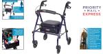 Steel Rollator Walker with Padded Seat & 350lbs Capacity for Seniors - Dark Blue