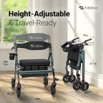 Helavo Bariatric All Terrain Walker - Extra Wide Heavy Duty Outdoor Rollator for Seniors - 500 lbs Weight Capacity