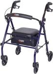 Steel Rollator Walker with Padded Seat & 350lbs Capacity for Seniors - Dark Blue