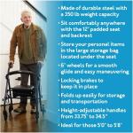 Steel Rollator Walker with Padded Seat & 350lbs Capacity for Seniors - Dark Blue
