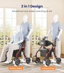 VOCIC Walkers for Seniors Z59, 2 in 1 Walker Wheelchair Combo, 400 LBS Weight Capacity, 10" All Terrain Rollator with Extra Wide Seat & Backrest, Heavy Duty Rollator with Cup Holder，FSA HSA Eligible
