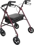Probasics Heavy Duty Aluminum Bariatric Rollator with 8-inch Wheels with Adjustable Handles, Padded Seat & Backrest, 400 lbs. Capacity, Foldable, Under Seat Storage, for Seniors & Adults, Burgundy