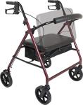 Probasics Heavy Duty Aluminum Bariatric Rollator with 8-inch Wheels with Adjustable Handles, Padded Seat & Backrest, 400 lbs. Capacity, Foldable, Under Seat Storage, for Seniors & Adults, Burgundy