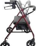 Probasics Heavy Duty Aluminum Bariatric Rollator with 8-inch Wheels with Adjustable Handles, Padded Seat & Backrest, 400 lbs. Capacity, Foldable, Under Seat Storage, for Seniors & Adults, Burgundy