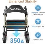 Soundfuse Rollator Walkers w/ Seat 4 Seniors Foldable 8" Big Wheels All Terrain