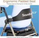 Soundfuse Rollator Walkers w/ Seat 4 Seniors Foldable 8" Big Wheels All Terrain