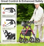 Homland Foldable Rollator Walker with Seat, 8" All-Terrain Wheels, #R010