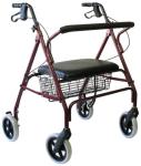 Karman Healthcare R-4700W-BD Extra Wide Steel Rollator, Burgundy, 8 Inches Heavy Duty Casters