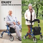 2 in 1 Rollator Walker & Transport Chair Foldable Walker Wheelchair Combo 330LBS