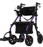 ELENKER All Terrain Heavy Duty Rollator Walker Wheelchair Combo Wide, Purple 