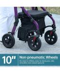 ELENKER All Terrain Heavy Duty Rollator Walker Wheelchair Combo Wide, Purple 