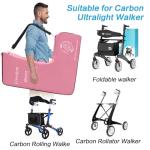Carbon Ultralight Rollator Walker Travel Bag，Packing Bag-Ultralight, Durable, Portable ，Adjustable Shoulder & Hand Straps | Fits All Models for Carbon Fiber Walker,Carbon Rollator Accessory (Pink)