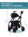 ELENKER All Terrain Heavy Duty Rollator Walker Wheelchair Combo Wide, Purple 