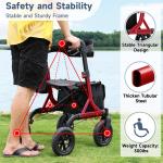 Walkers for Seniors, Rollator Walker with Seat, 4x 10" Rubber Wheels All Terrain