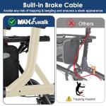MAXWALK Walkers for Seniors, Rollator Walker with Seat, 10" Rubber Wheels All Terrain Rollator Walker with Backrest, Aluminum Walkers Built-in Cable, Foldable and Adjustable Height for Seniors, Beige