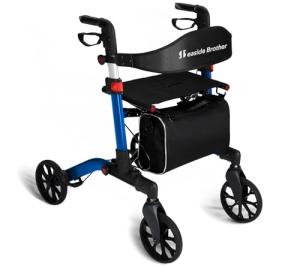 Aluminum Heavy-Duty Rollator Walkers for Seniors with Seat, 300 lbs. Weight Capacity, Lightweight 4 Wheel Walker, 8" Wheels, Foldable Adult Walker, Adjustable Height Rolling Walker with Brakes