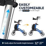 Aluminum Heavy-Duty Rollator Walkers for Seniors with Seat, 300 lbs. Weight Capacity, Lightweight 4 Wheel Walker, 8" Wheels, Foldable Adult Walker, Adjustable Height Rolling Walker with Brakes