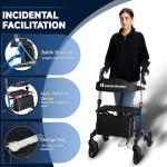 Aluminum Heavy-Duty Rollator Walkers for Seniors with Seat, 300 lbs. Weight Capacity, Lightweight 4 Wheel Walker, 8" Wheels, Foldable Adult Walker, Adjustable Height Rolling Walker with Brakes