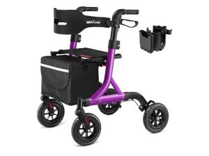 MAXWALK All-Terrain Rollator Walker Non-Pneumatic Tire 8inch Wheels Purple