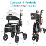Heavy Duty Rollator Walker 350lb All-Terrain Adjustable Height Walker for Senior