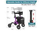 MAXWALK All-Terrain Rollator Walker Non-Pneumatic Tire 8inch Wheels Purple